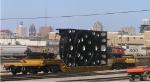 P+H Harnischfeger 8-axle 4-truck heavy-duty flat - with 50,000# counterweights on each end